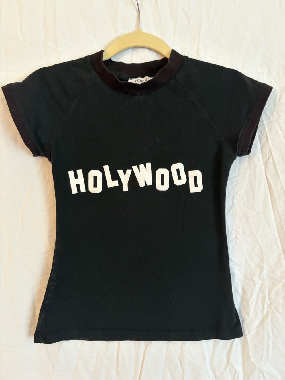 Loewe Black Crewneck Tee with Red Accent